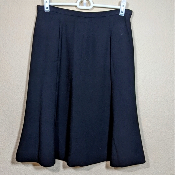 Black A-Line Flowy Career Petite Skirt - Picture 1 of 4